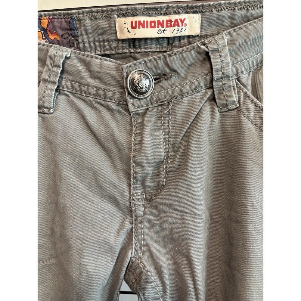 UNIONBAY Sz 9 Womens Gray Skinny Twill Pants Mid Rise Stretch Pockets 31" Inseam